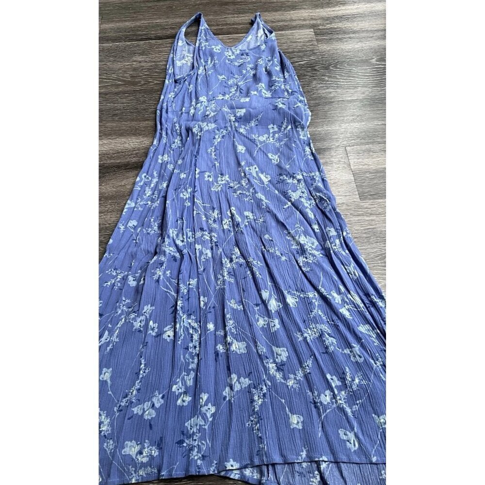 Vintage R&K Originals Sheath Dress Women’s Sz 14 Long Bue Floral Chiffon Midi